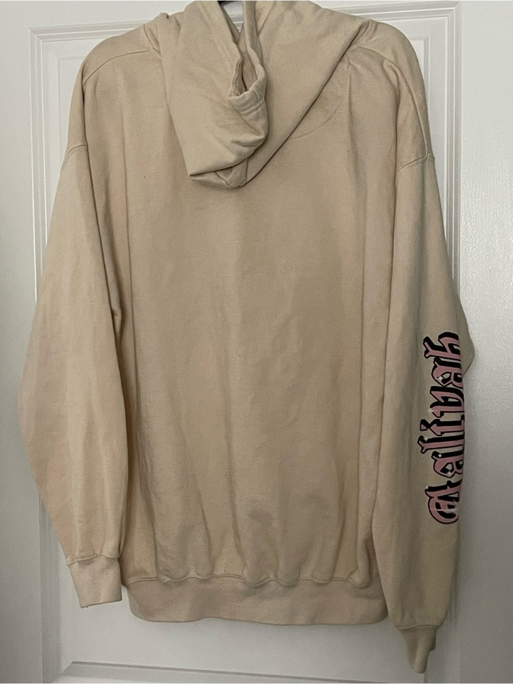 Aaliyah Beige Graphic Pullover Hoodie with Front Print - Women-Size XL - Picture 2 of 7
